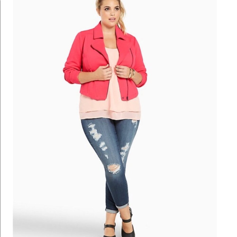 Torrid‎ Waffle Textured Knit Moto Pink Jacket NWT